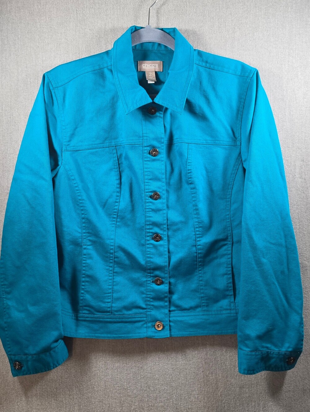 Chico's Women's Teal Button-Front Jacket Size 2
